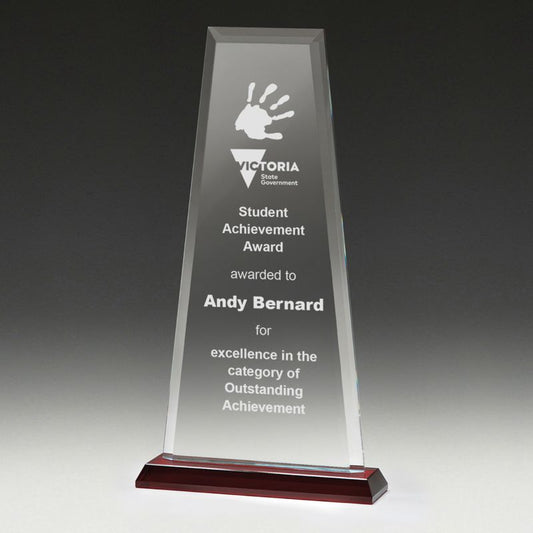 WC236A Glass Red Guardian Award 23cm